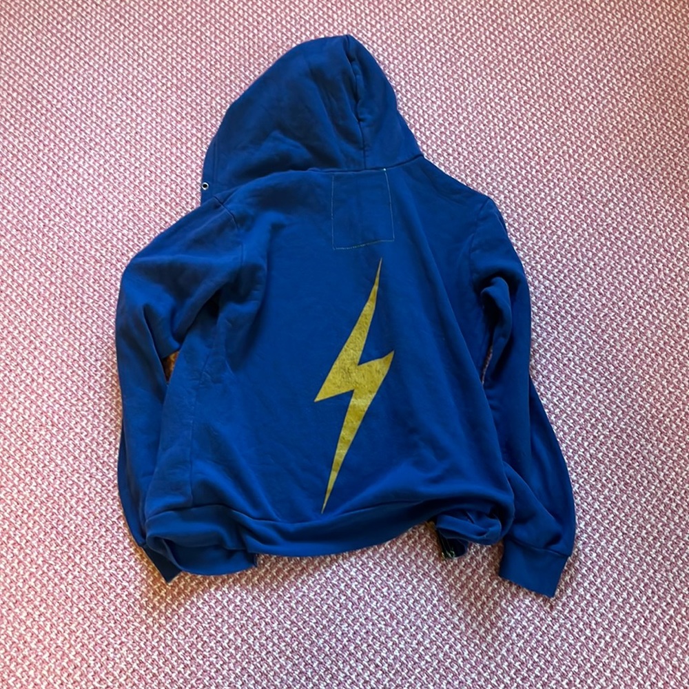 AVIATOR NATION blue zip up lighting bolt sweatshirt